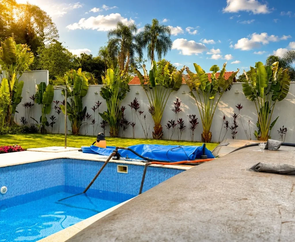 Como funciona a troca de vinil da piscina?